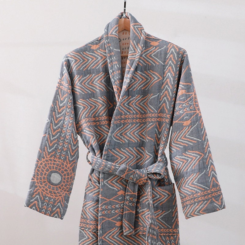 Bohemia Cotton robe,Kimono Nightwear Couple Robe,The Texture of Gauze,Bathrobe for birthday gift & anniversary gift,Housewarming gift
