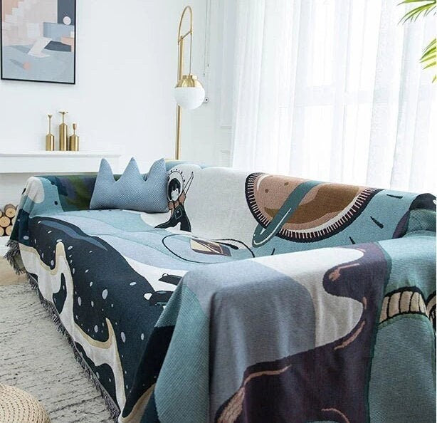 Nordic Blanket, Wall Art Blanket, Couch Throw, Large Woven Tapestry Jacquard Throw, Gift for Her, Birthday Gift, Decor