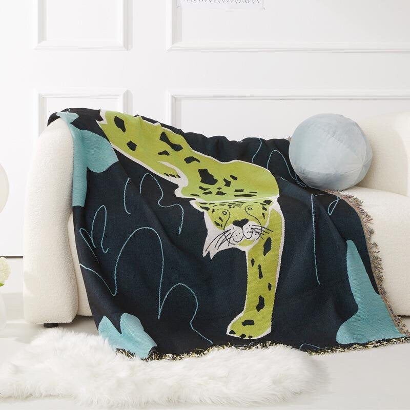 Jungle Cheetah Art Wall Blanket, Couch Throw, Large Woven Tapestry Jacquard Throw, Gift for Her, Birthday Gift, Decor