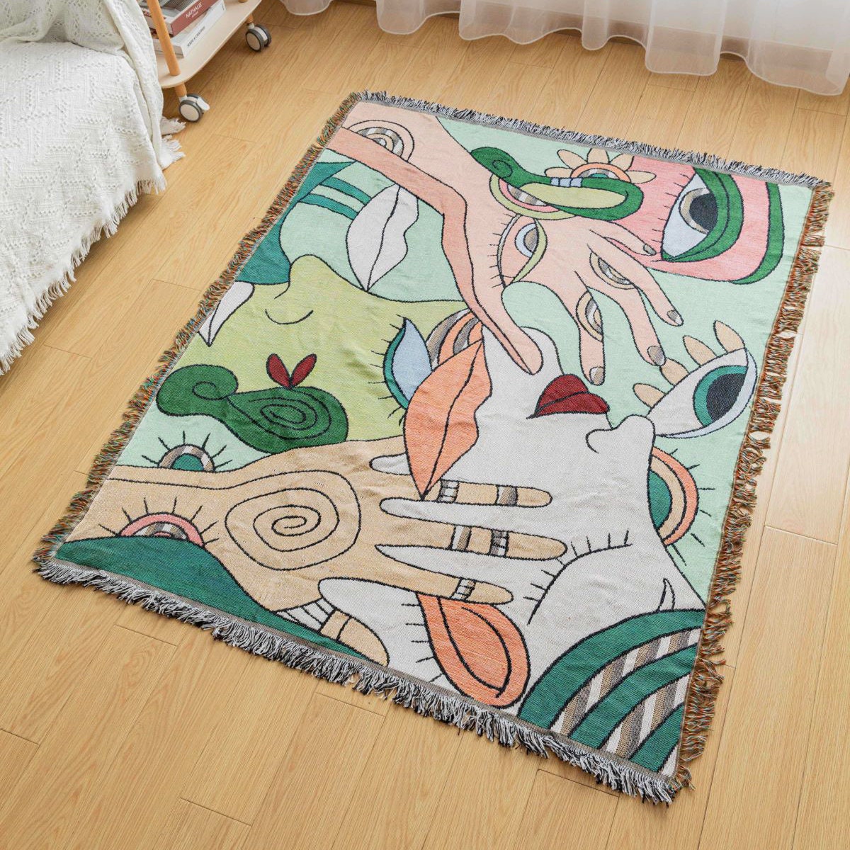 Abstract Art Throw,Wall Art Blanket,Tapestry Blanket, Couch Throw, Jacquard Blanket,Gift for Her, Birthday Gift, Decor