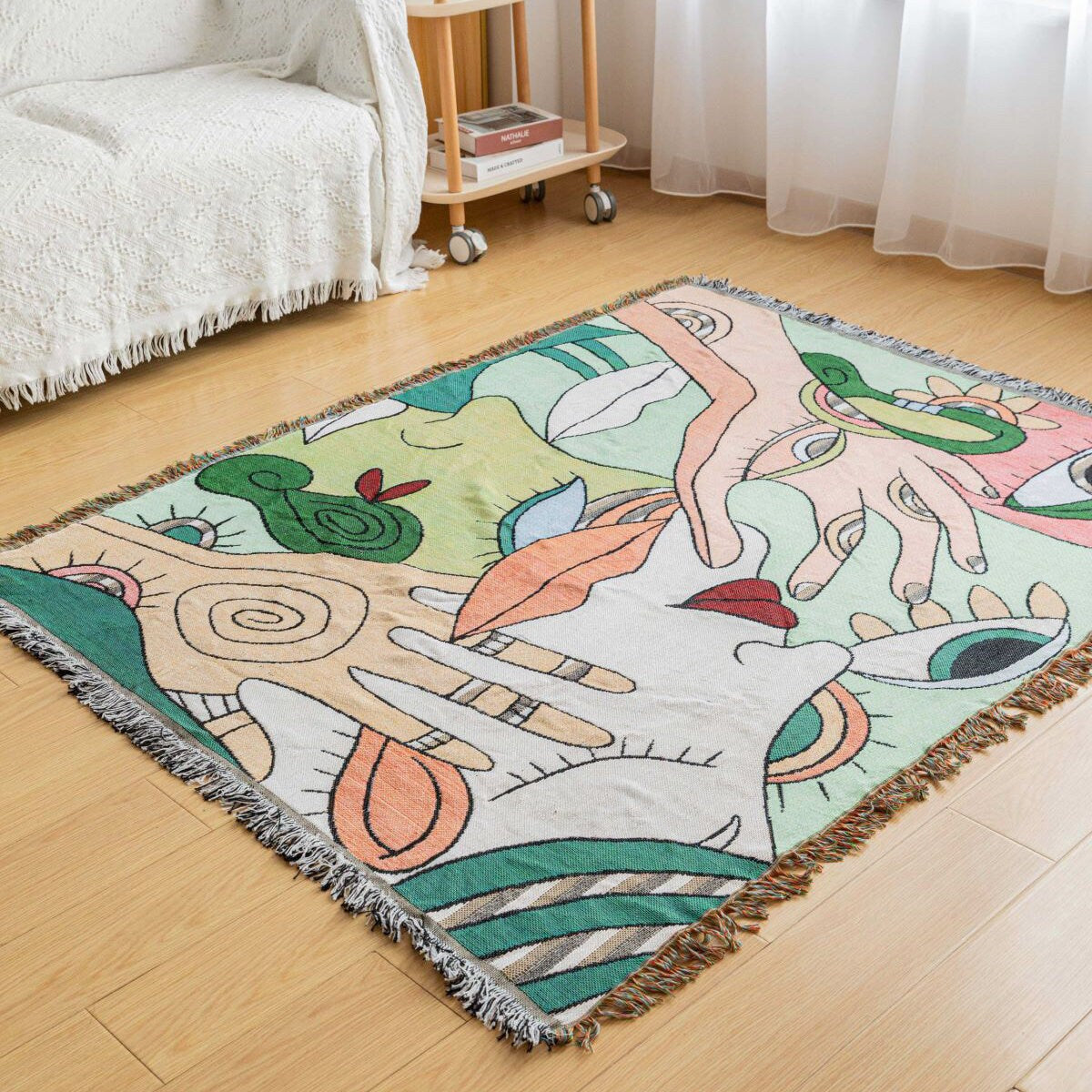 Abstract Art Throw,Wall Art Blanket,Tapestry Blanket, Couch Throw, Jacquard Blanket,Gift for Her, Birthday Gift, Decor