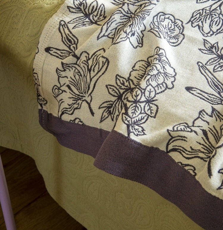 Floral Jacquard Blanket Throw Bed Cover Decor , Cotton Bamboo Bed Throw Blanket, Housewarming gift.