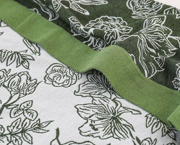 Floral Jacquard Blanket Throw Bed Cover Decor , Cotton Bamboo Bed Throw Blanket, Housewarming gift.