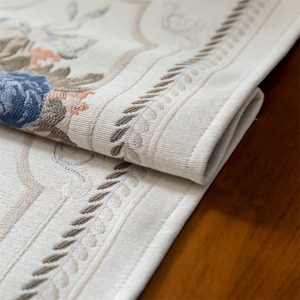 Stylish Jacquard Flowers Designed Table Runner ,Tassel Table Runner, Modern table setting, Housewarming gift