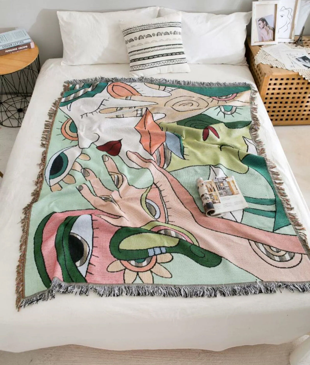 Abstract Art Throw,Wall Art Blanket,Tapestry Blanket, Couch Throw, Jacquard Blanket,Gift for Her, Birthday Gift, Decor