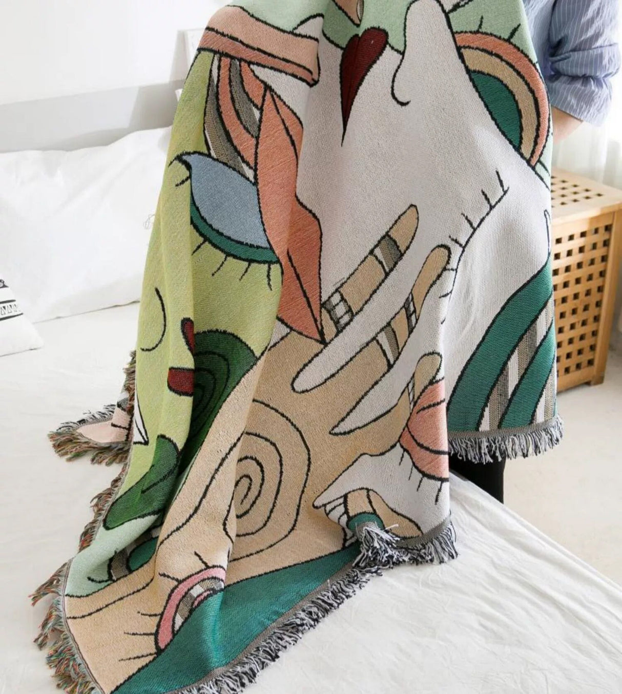 Abstract Art Throw,Wall Art Blanket,Tapestry Blanket, Couch Throw, Jacquard Blanket,Gift for Her, Birthday Gift, Decor