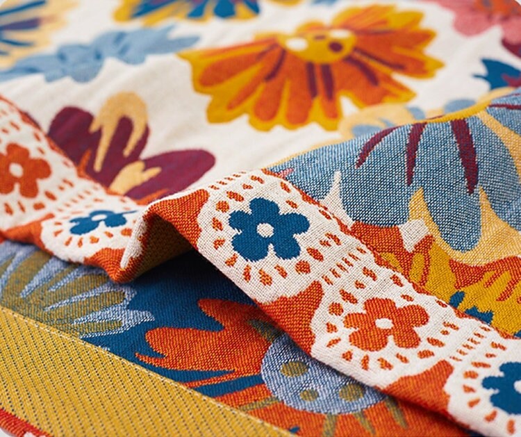 Cotton Throw Bed Cover 100% cotton Muslin Woven Sofa Throw Home Decor, Double-sided Bed Throw Blanket, Housewarming gift.