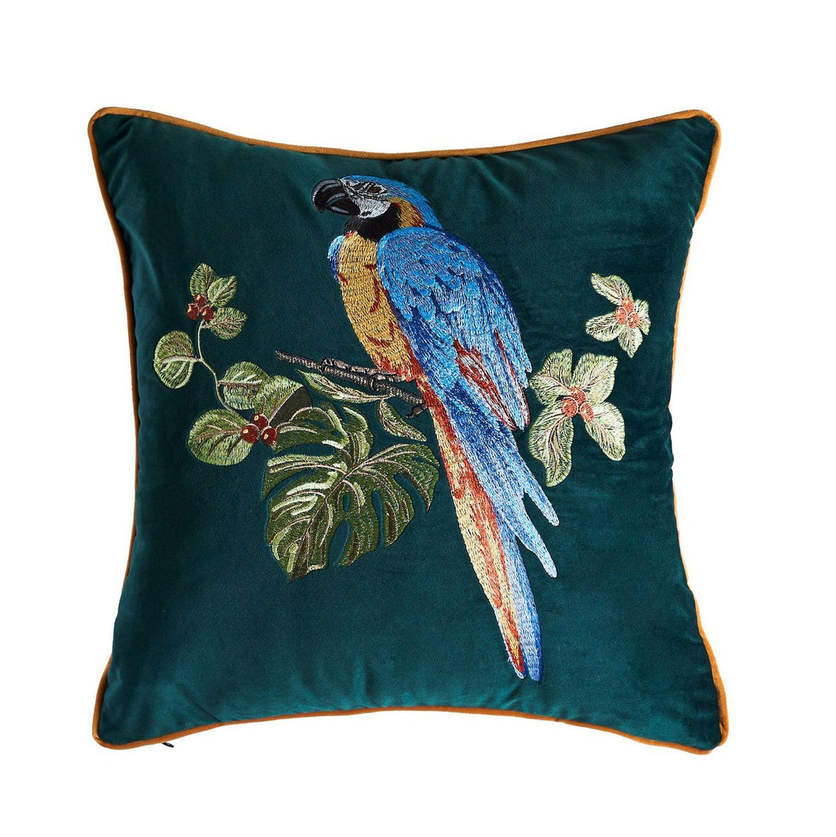 Velvet embroidery parrot embroidery cushion cover,Embroidery Pillow Covers, Available in two color,Decorative Pillows, Housewarming gift