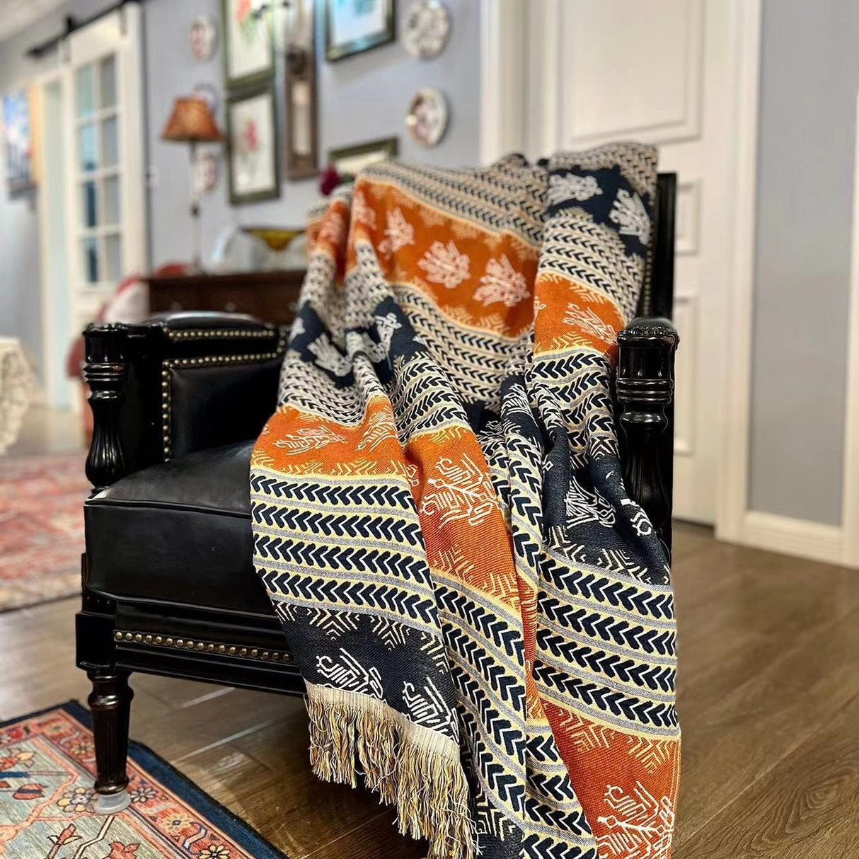 Boho Cotton Blanket 100% Cotton Bedcover Sofa Blanket,Throw with Tassels Bed Woven Cotton Blanket,Home Decor