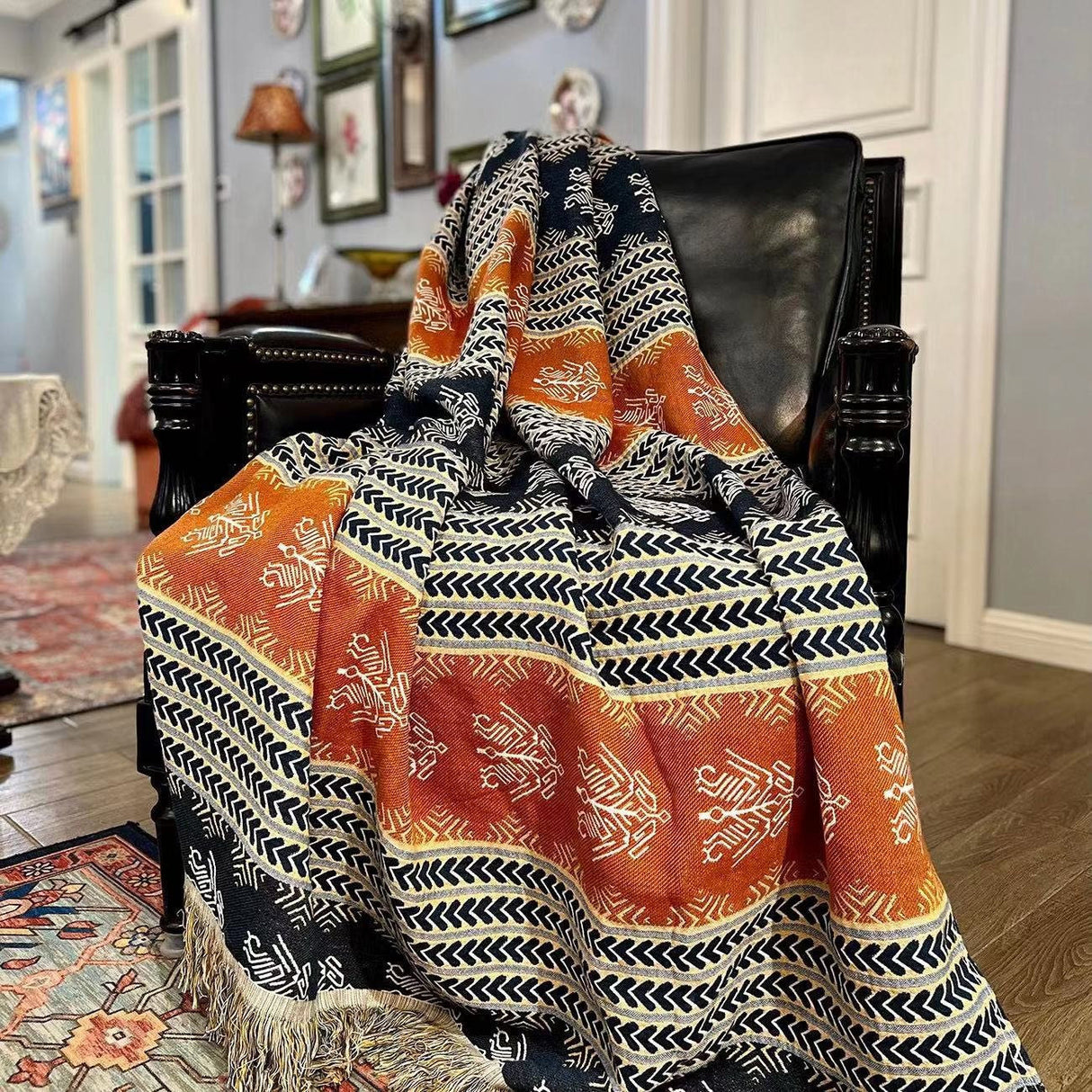 Boho Cotton Blanket 100% Cotton Bedcover Sofa Blanket,Throw with Tassels Bed Woven Cotton Blanket,Home Decor