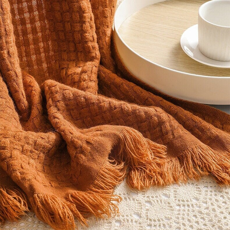 Knit Throw Blanket for Couch Sofa ChairGarden Throwing Home Decor,Soft Warm Cozy Light Weight for Spring Summer Fall 50''X60'', Travel Gift