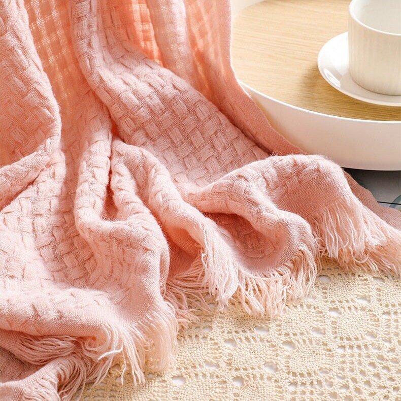 Knit Throw Blanket for Couch Sofa ChairGarden Throwing Home Decor,Soft Warm Cozy Light Weight for Spring Summer Fall 50''X60'', Travel Gift