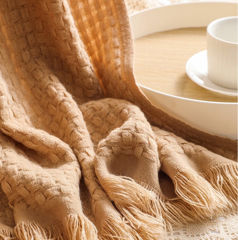 Knit Throw Blanket for Couch Sofa ChairGarden Throwing Home Decor,Soft Warm Cozy Light Weight for Spring Summer Fall 50''X60'', Travel Gift