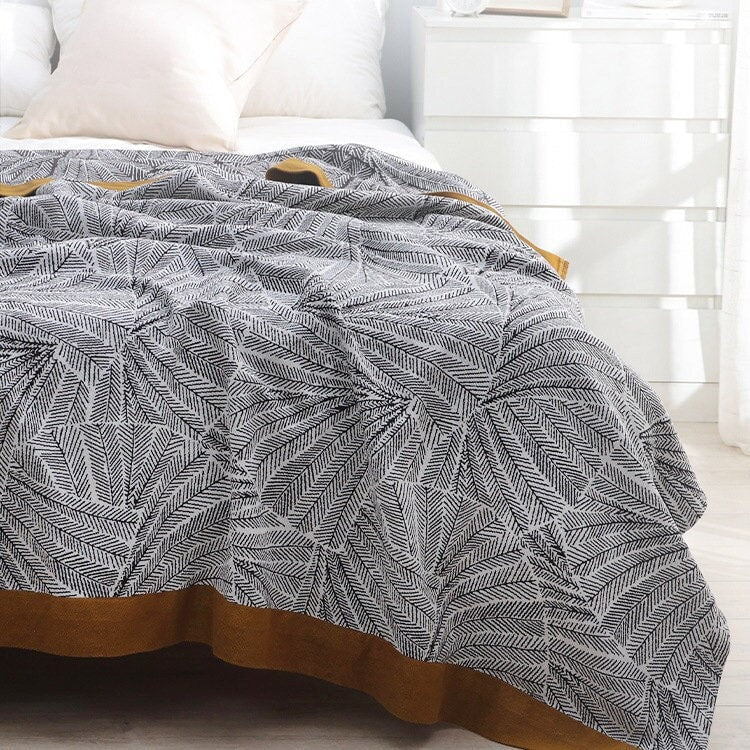 Long staple Cotton Throw Bed Cover 100% cotton Muslin Sofa Throw Decor, Double-sided Bed Throw Blanket, 230x250cm / 90x98"Housewarming gift.