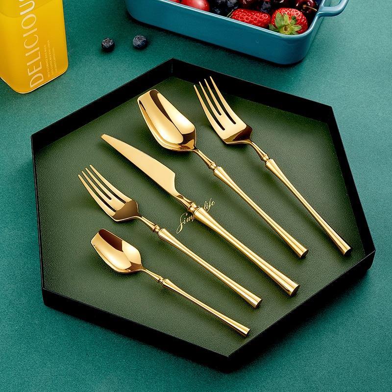 Antique Gold & Rosegold Mirror Finish Cutlery Set