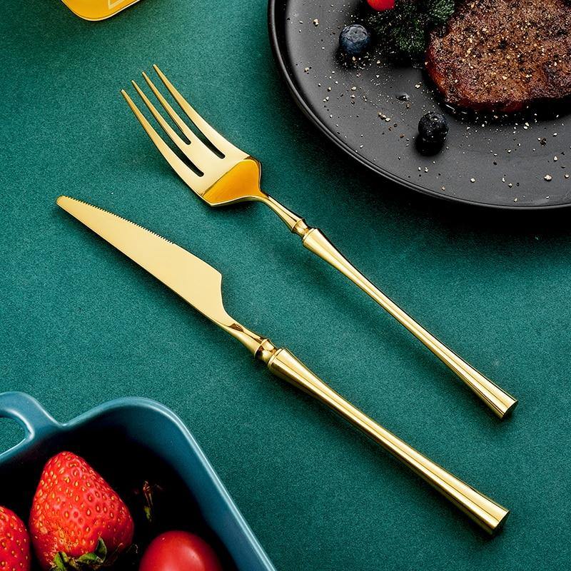 Antique Gold & Rosegold Mirror Finish Cutlery Set