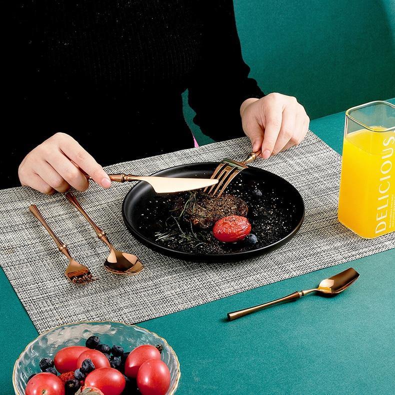 Antique Gold & Rosegold Mirror Finish Cutlery Set