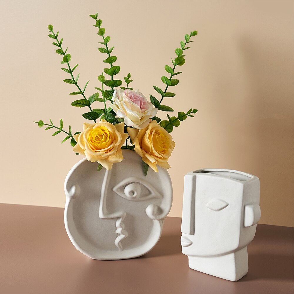 Ceramic Facial Figure Vase