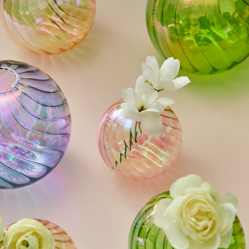 Colourful Glass Globe Vase - Swirl
