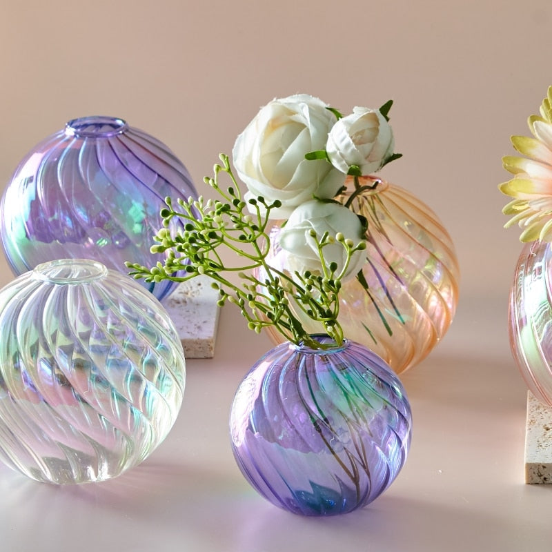Colourful Glass Globe Vase - Swirl