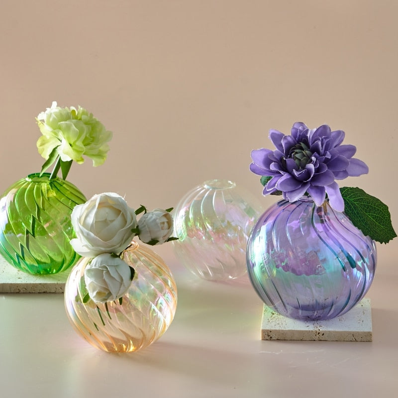 Colourful Glass Globe Vase - Swirl