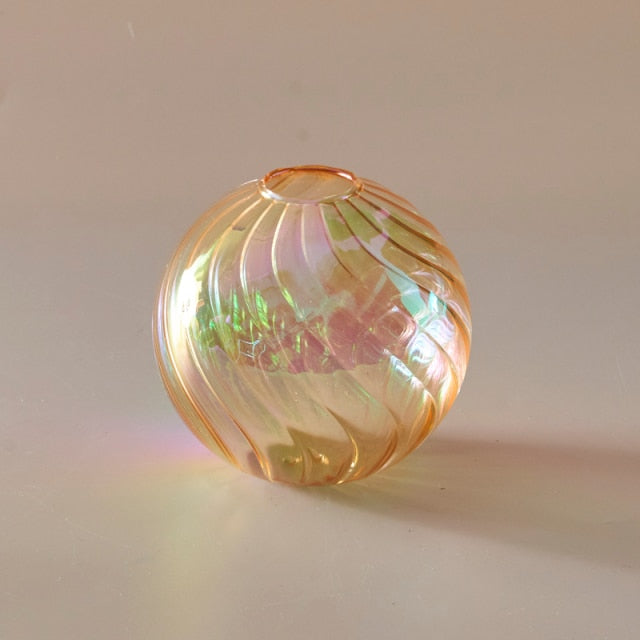Colourful Glass Globe Vase - Swirl