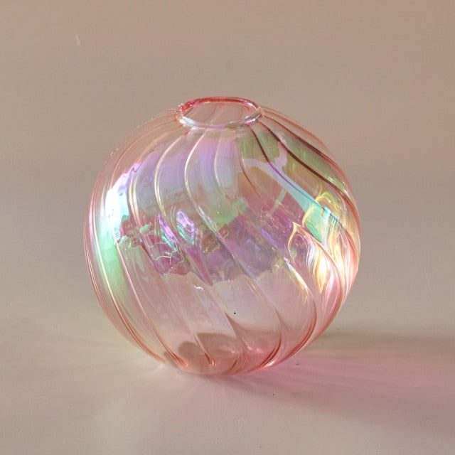 Colourful Glass Globe Vase - Swirl