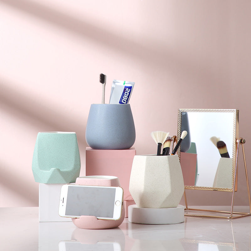 Ceramic toothbrush cell phone storage rack | Solid Color