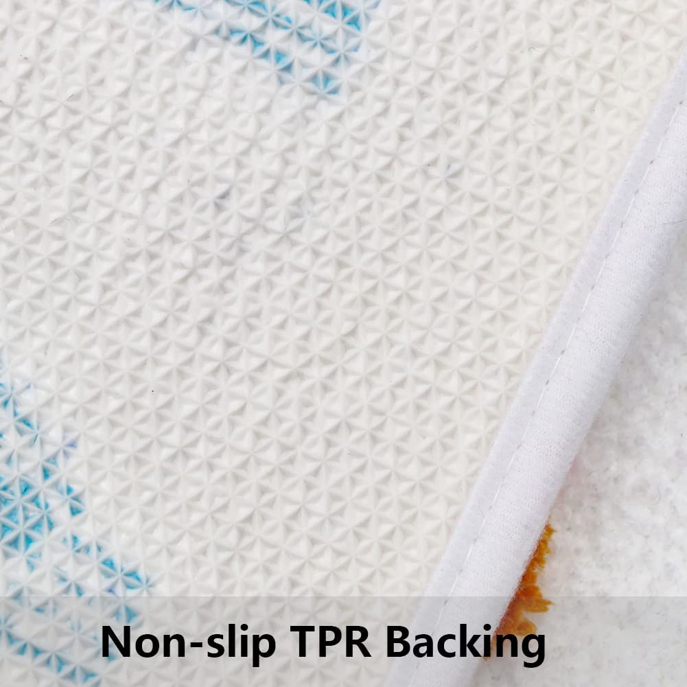 Feblilac Colorful Get Naked White Ground Bathroom Mat, 50x80cm Bathroom Rug, Plush Water-Absorbent , Anti Slip Toilet Mat, Art Bathroom Mats, Best Bath Rugs