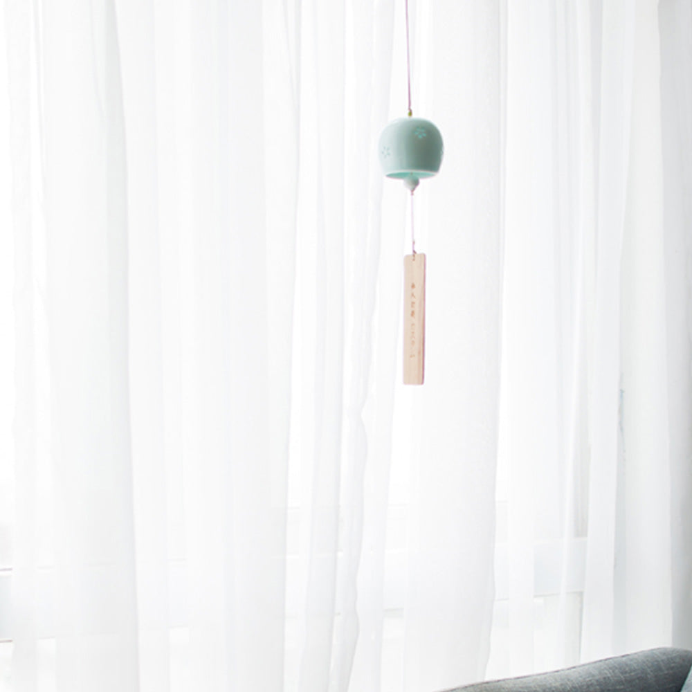 Japanese Ceramic Wind Chimes, Sakura Bell Rings, Hanging Garden Wind Chimes, Home Garden Decoration, Cyan