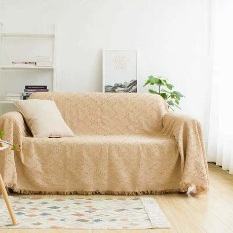 "T" Textural Tassel Solid Color Blanket