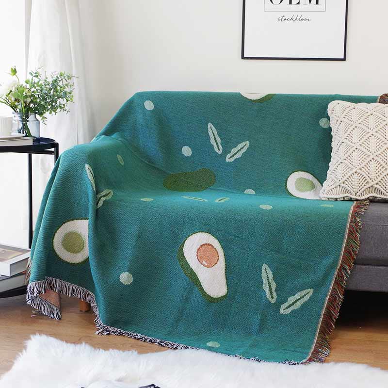 Avocado Print Blanket with Tassel