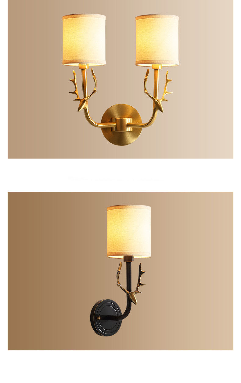 Deer Head Corporal Bronze Wall Lamp