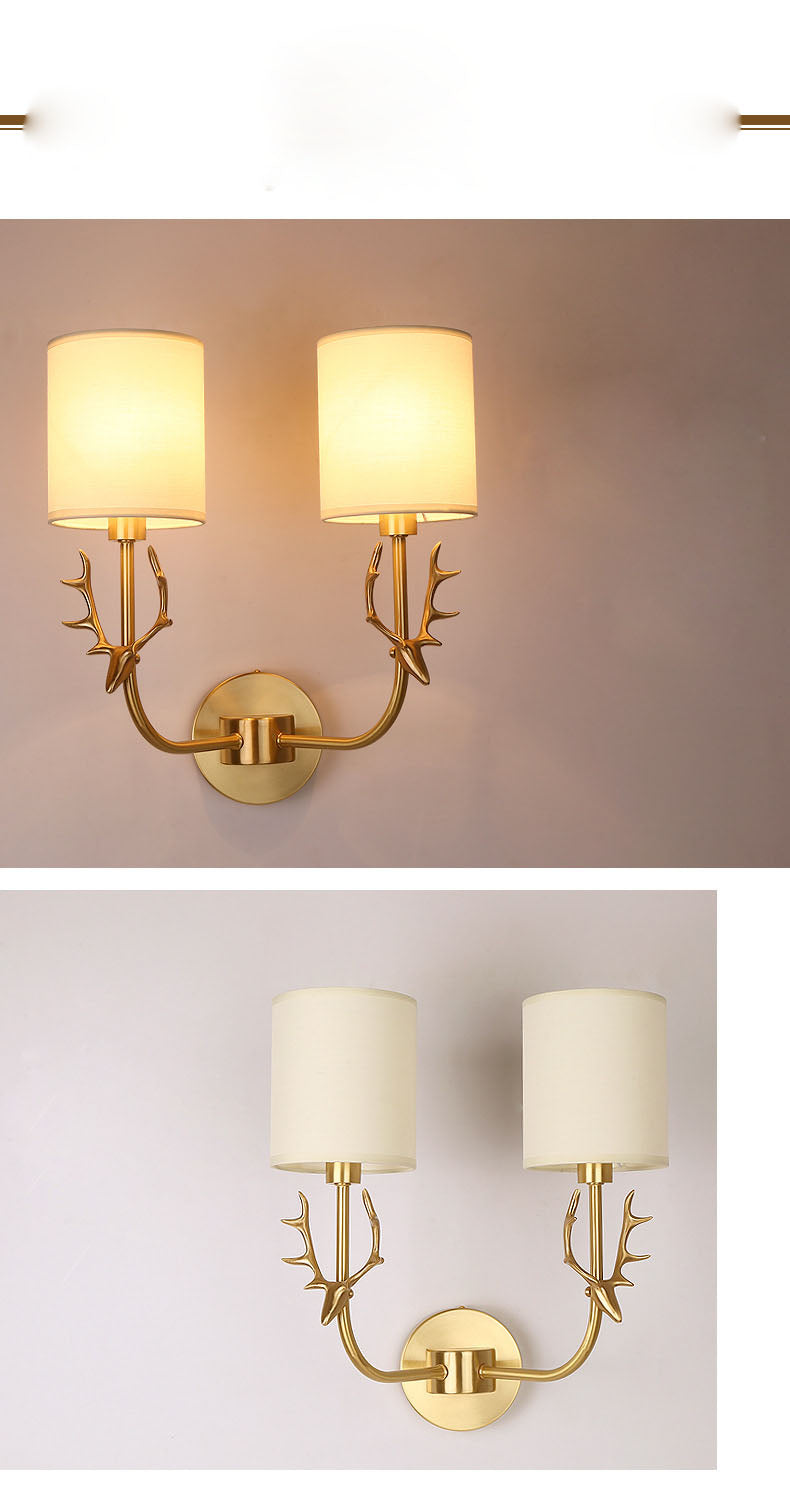 Deer Head Corporal Bronze Wall Lamp