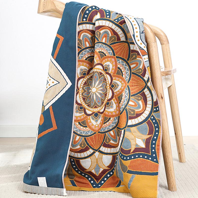 Blooming Flower Yellow Reversible Bath Towel