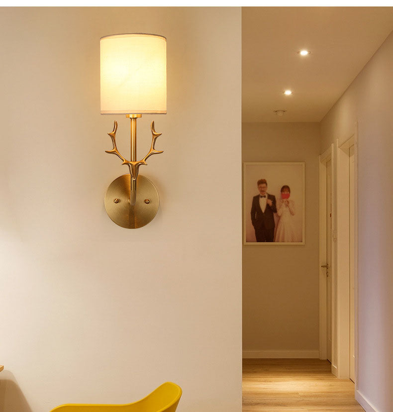 Deer Head Corporal Bronze Wall Lamp