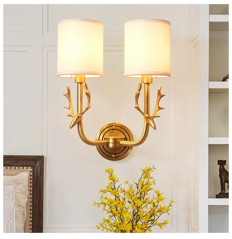 Deer Head Corporal Bronze Wall Lamp