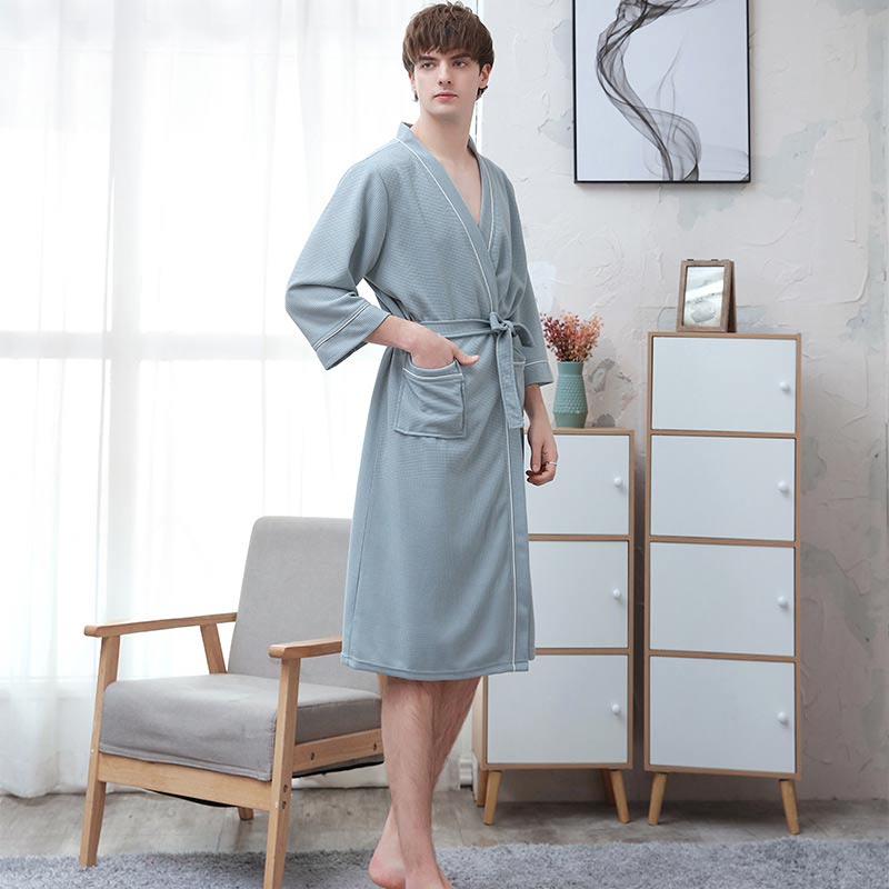 3/4 Sleeve Waffle Weave Pajama Bathrobe
