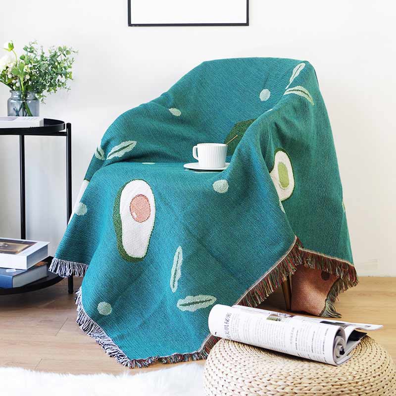 Avocado Print Blanket with Tassel