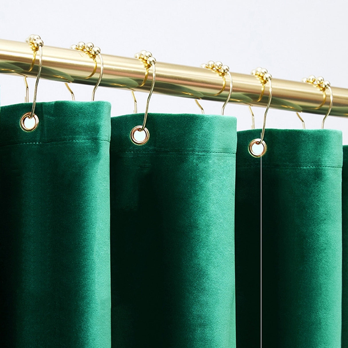 Green Velvet Shower Curtain, Emerald Extra Long Shower Curtains, Modern Extra Thick Shower Curtain, Vintage Home Decor, Water Repelling