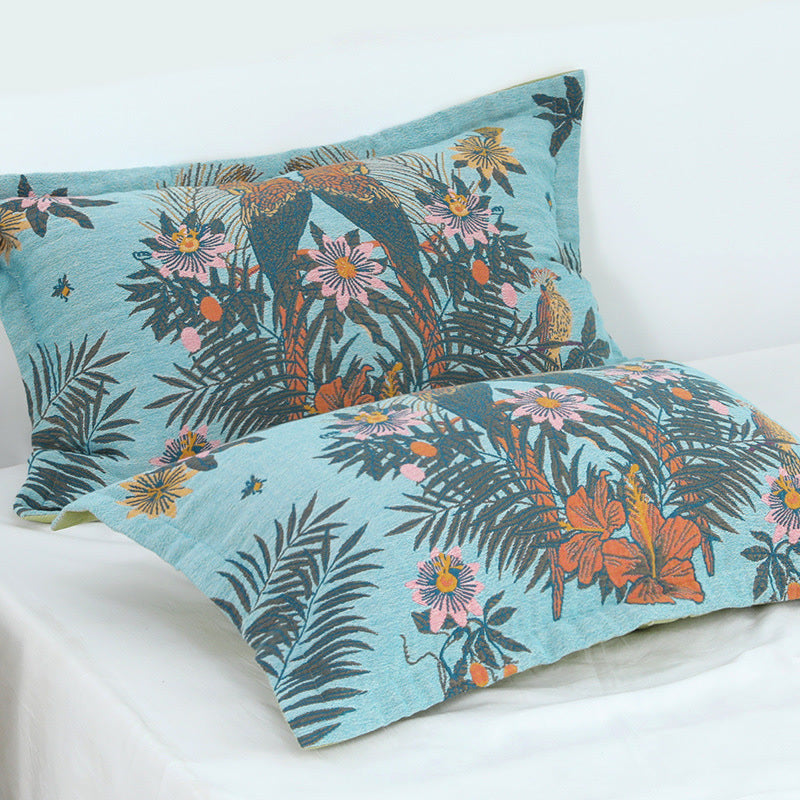 Bird Flower Cotton Gauze Button Pillowcases (2PCS)