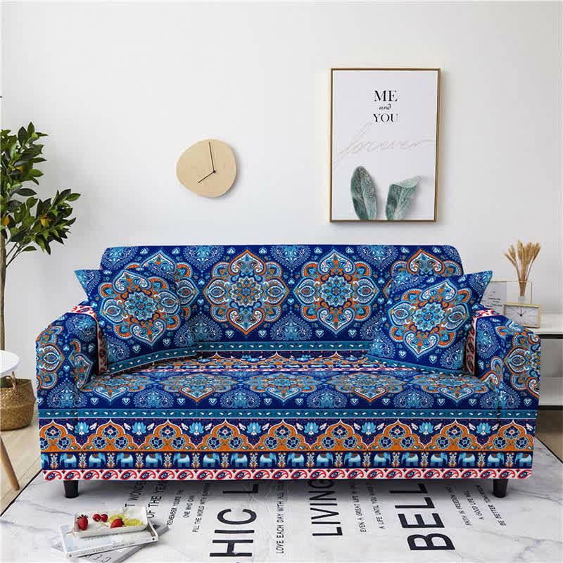 Blue Esthetic Pattern Elastic Sofa Cover