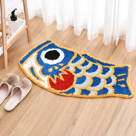 Feblilac Red Koi Fish Bath Mat, 17.7"x33.4" Animal Non Slip Bathmat