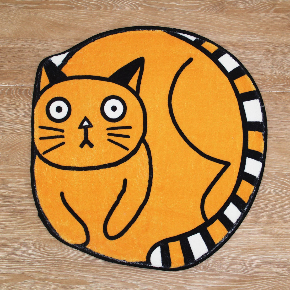 Feblilac Playful Orange Cat Tufted Rug – Cute Animal Bathroom Mat for Cat Lovers