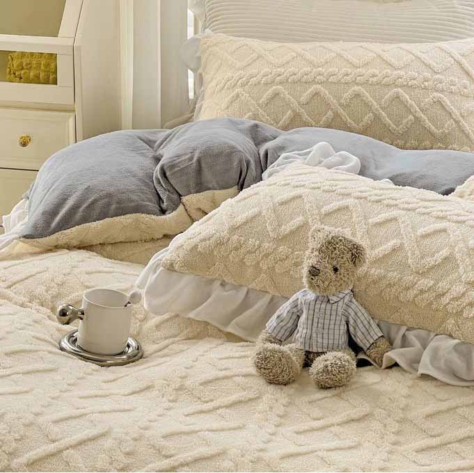 Poly/Acrylic Milk Cashmere Flannel Duvet Cover Bedding Set