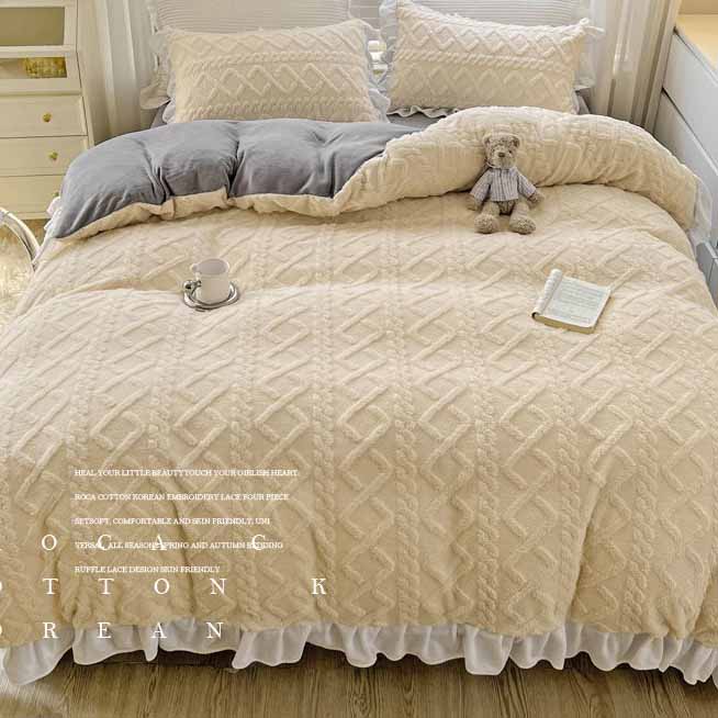 Poly/Acrylic Milk Cashmere Flannel Duvet Cover Bedding Set
