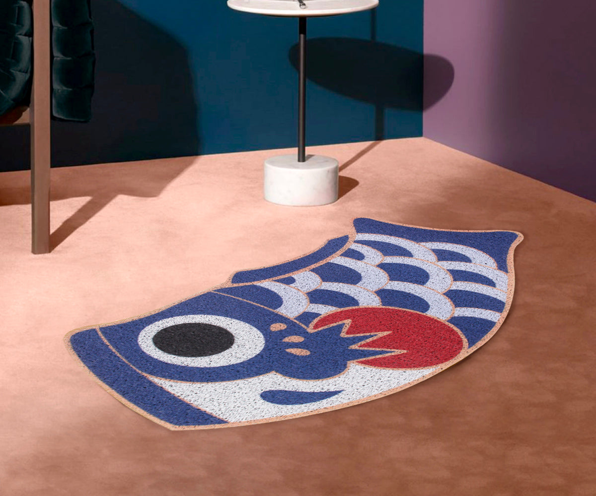 Blue Koi Fish PVC Entrance Door Mat