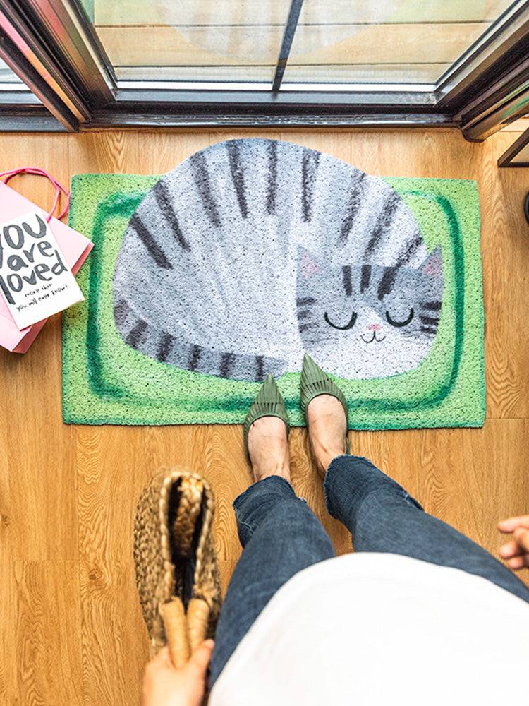 Cartoon Sleeping Cat PVC Entrance Door Mat