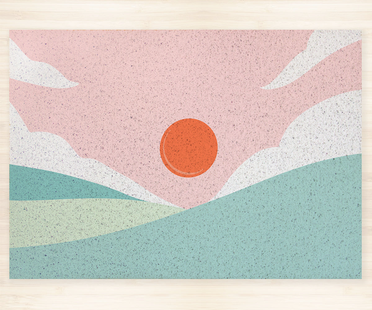 Green Mountain and Pink Sky PVC Entrance Mat