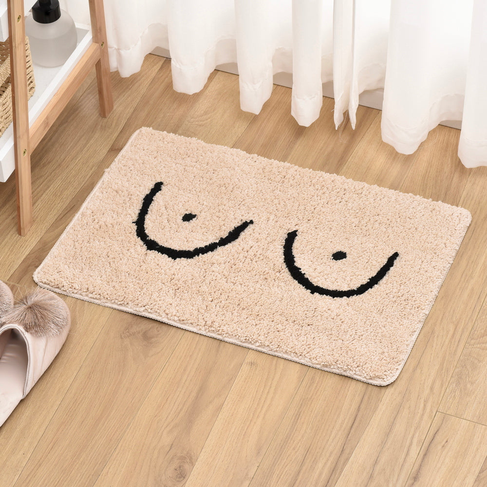 Feblilac Cute Naked Boobs Bath Mat, Multiple Sizes Floral Non Slip Bathmat
